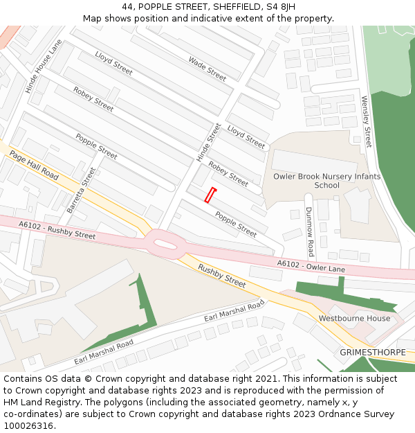 44, POPPLE STREET, SHEFFIELD, S4 8JH: Location map and indicative extent of plot