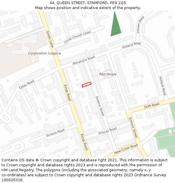 44, QUEEN STREET, STAMFORD, PE9 1QS: Location map and indicative extent of plot