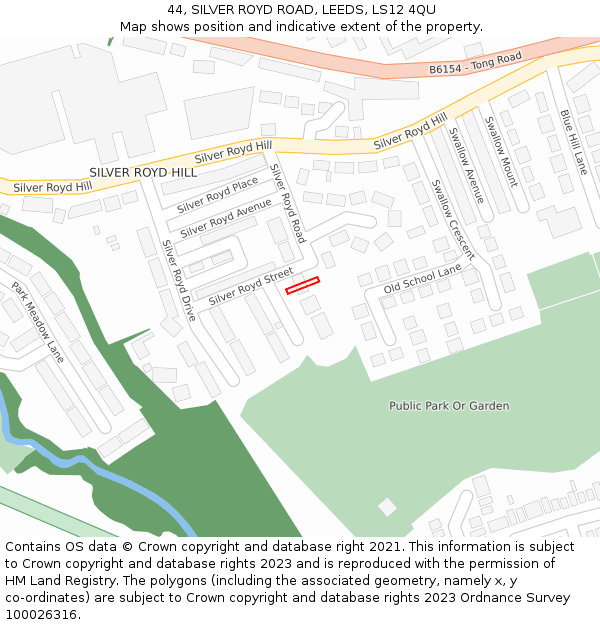44, SILVER ROYD ROAD, LEEDS, LS12 4QU: Location map and indicative extent of plot