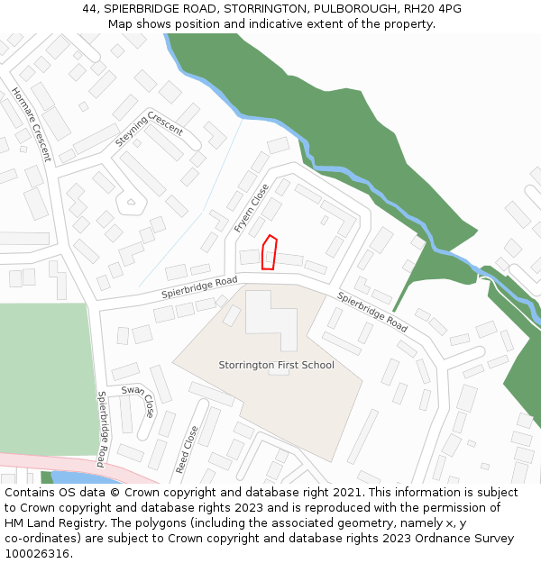 44, SPIERBRIDGE ROAD, STORRINGTON, PULBOROUGH, RH20 4PG: Location map and indicative extent of plot