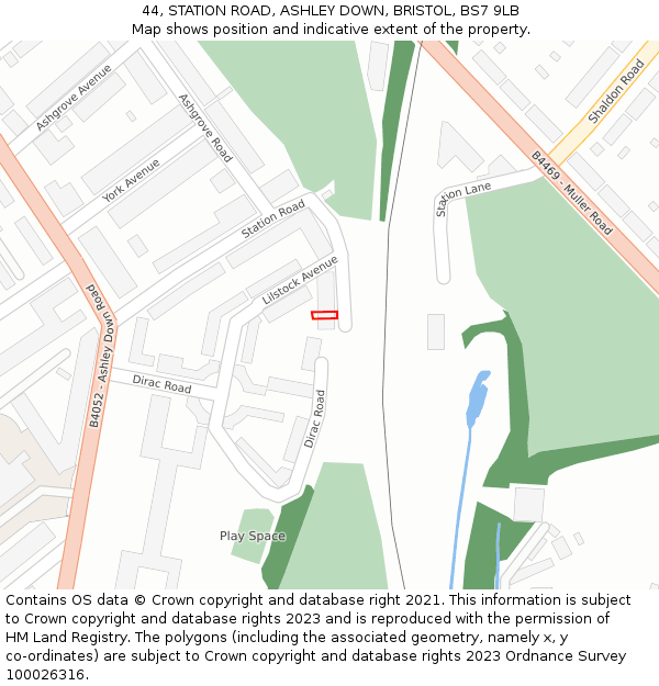 44, STATION ROAD, ASHLEY DOWN, BRISTOL, BS7 9LB: Location map and indicative extent of plot