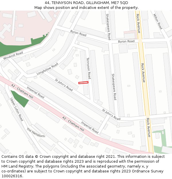 44, TENNYSON ROAD, GILLINGHAM, ME7 5QD: Location map and indicative extent of plot