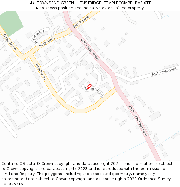 44, TOWNSEND GREEN, HENSTRIDGE, TEMPLECOMBE, BA8 0TT: Location map and indicative extent of plot