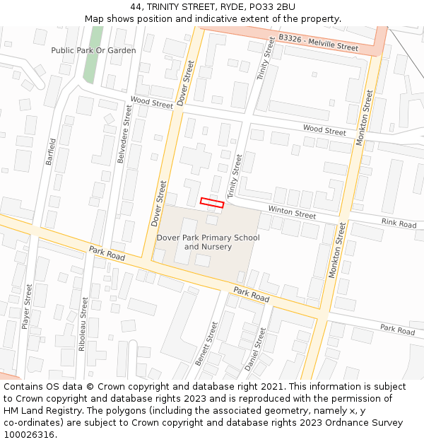 44, TRINITY STREET, RYDE, PO33 2BU: Location map and indicative extent of plot