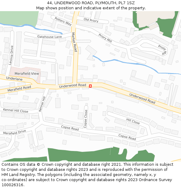 44, UNDERWOOD ROAD, PLYMOUTH, PL7 1SZ: Location map and indicative extent of plot