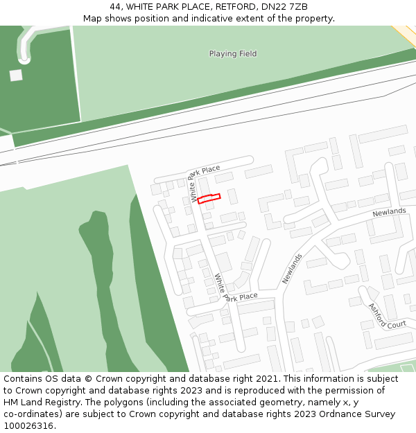 44, WHITE PARK PLACE, RETFORD, DN22 7ZB: Location map and indicative extent of plot