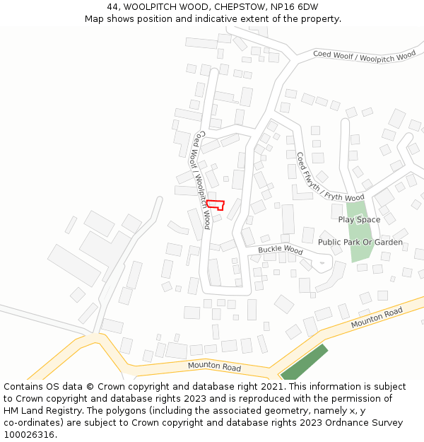 44, WOOLPITCH WOOD, CHEPSTOW, NP16 6DW: Location map and indicative extent of plot