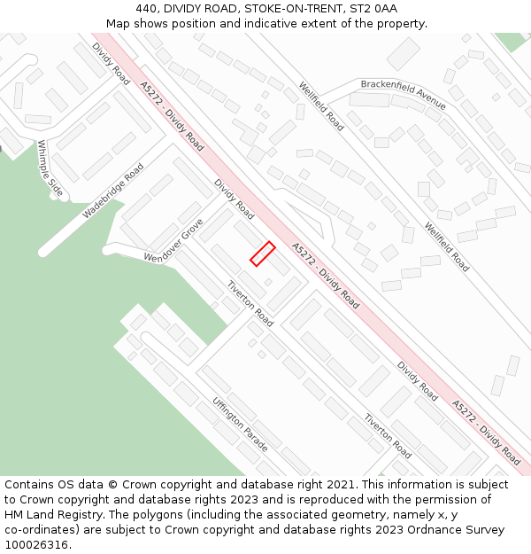440, DIVIDY ROAD, STOKE-ON-TRENT, ST2 0AA: Location map and indicative extent of plot