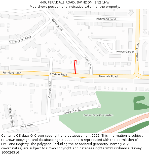 440, FERNDALE ROAD, SWINDON, SN2 1HW: Location map and indicative extent of plot
