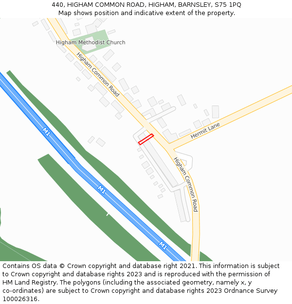440, HIGHAM COMMON ROAD, HIGHAM, BARNSLEY, S75 1PQ: Location map and indicative extent of plot