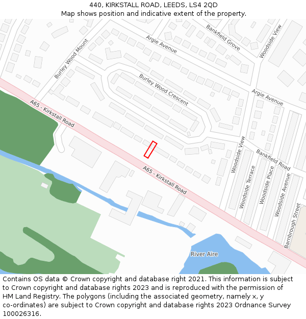 440, KIRKSTALL ROAD, LEEDS, LS4 2QD: Location map and indicative extent of plot