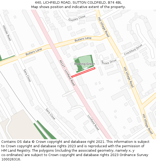 440, LICHFIELD ROAD, SUTTON COLDFIELD, B74 4BL: Location map and indicative extent of plot
