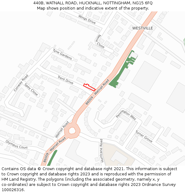 440B, WATNALL ROAD, HUCKNALL, NOTTINGHAM, NG15 6FQ: Location map and indicative extent of plot