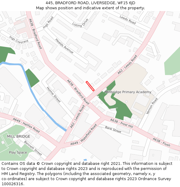 445, BRADFORD ROAD, LIVERSEDGE, WF15 6JD: Location map and indicative extent of plot