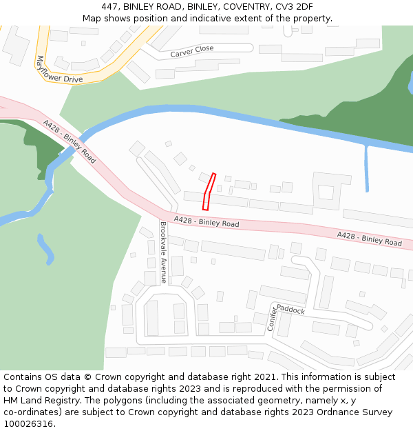 447, BINLEY ROAD, BINLEY, COVENTRY, CV3 2DF: Location map and indicative extent of plot