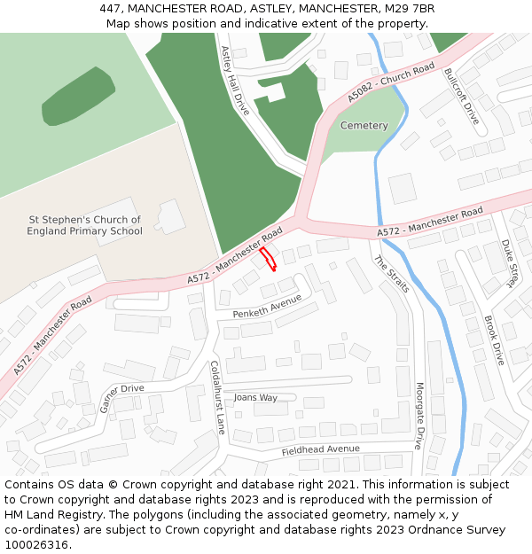 447, MANCHESTER ROAD, ASTLEY, MANCHESTER, M29 7BR: Location map and indicative extent of plot