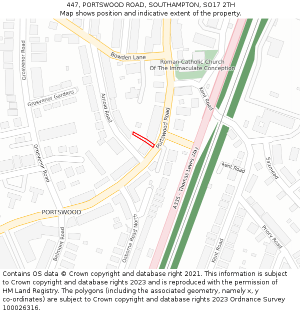 447, PORTSWOOD ROAD, SOUTHAMPTON, SO17 2TH: Location map and indicative extent of plot