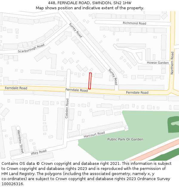 448, FERNDALE ROAD, SWINDON, SN2 1HW: Location map and indicative extent of plot