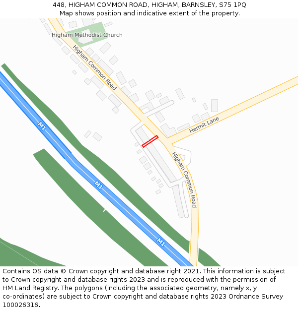 448, HIGHAM COMMON ROAD, HIGHAM, BARNSLEY, S75 1PQ: Location map and indicative extent of plot
