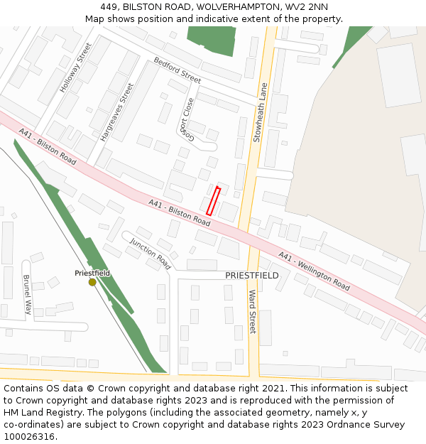 449, BILSTON ROAD, WOLVERHAMPTON, WV2 2NN: Location map and indicative extent of plot