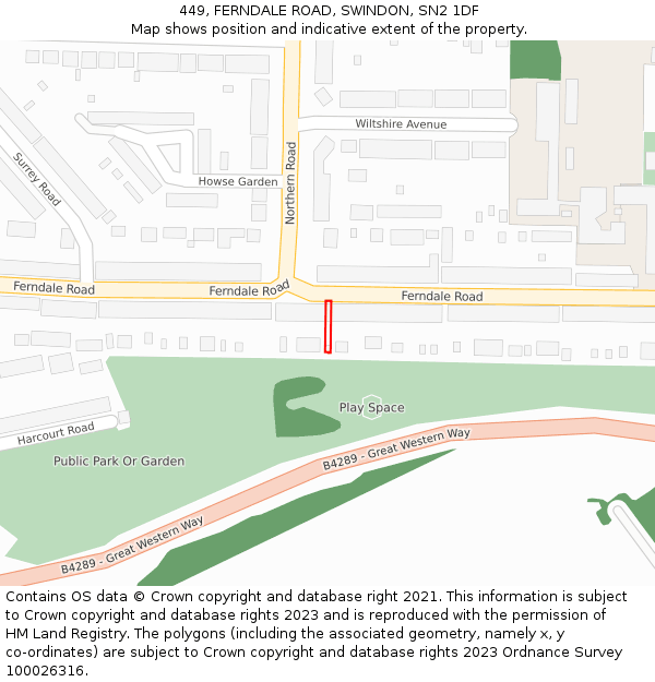 449, FERNDALE ROAD, SWINDON, SN2 1DF: Location map and indicative extent of plot