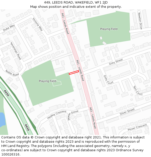 449, LEEDS ROAD, WAKEFIELD, WF1 2JD: Location map and indicative extent of plot