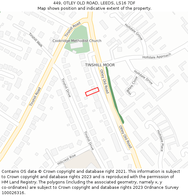 449, OTLEY OLD ROAD, LEEDS, LS16 7DF: Location map and indicative extent of plot