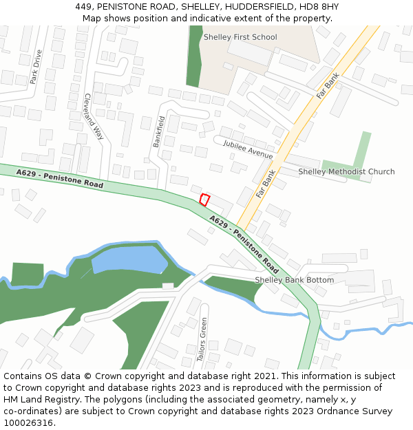 449, PENISTONE ROAD, SHELLEY, HUDDERSFIELD, HD8 8HY: Location map and indicative extent of plot