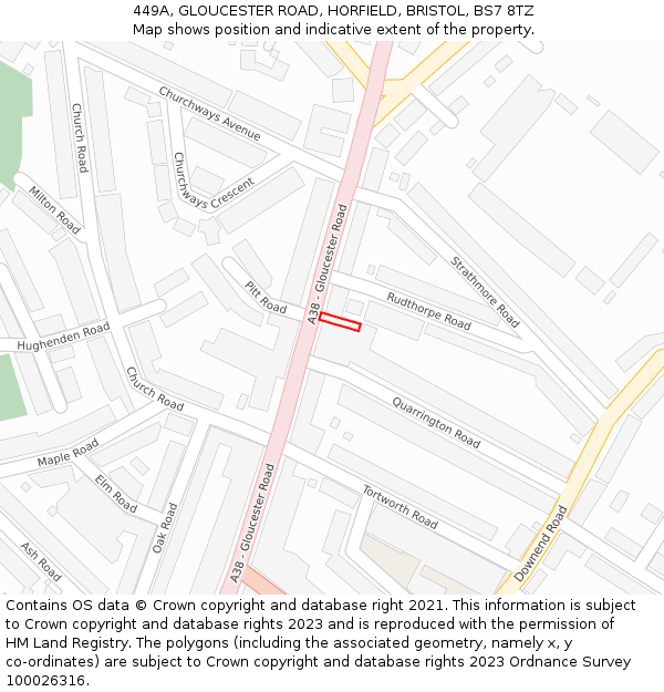 449A, GLOUCESTER ROAD, HORFIELD, BRISTOL, BS7 8TZ: Location map and indicative extent of plot