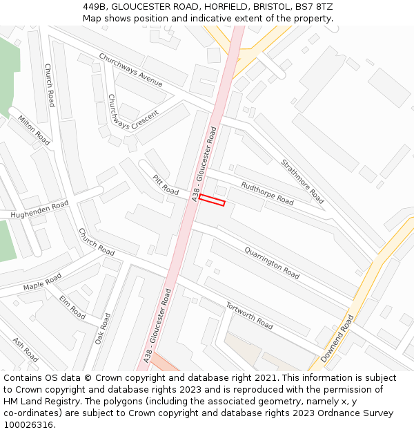 449B, GLOUCESTER ROAD, HORFIELD, BRISTOL, BS7 8TZ: Location map and indicative extent of plot