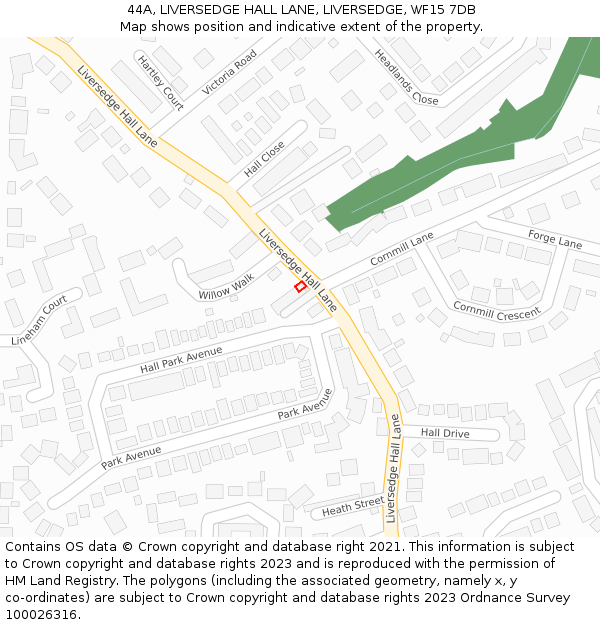 44A, LIVERSEDGE HALL LANE, LIVERSEDGE, WF15 7DB: Location map and indicative extent of plot