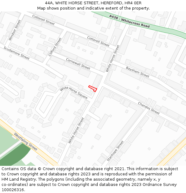 44A, WHITE HORSE STREET, HEREFORD, HR4 0ER: Location map and indicative extent of plot