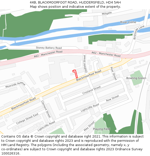 44B, BLACKMOORFOOT ROAD, HUDDERSFIELD, HD4 5AH: Location map and indicative extent of plot