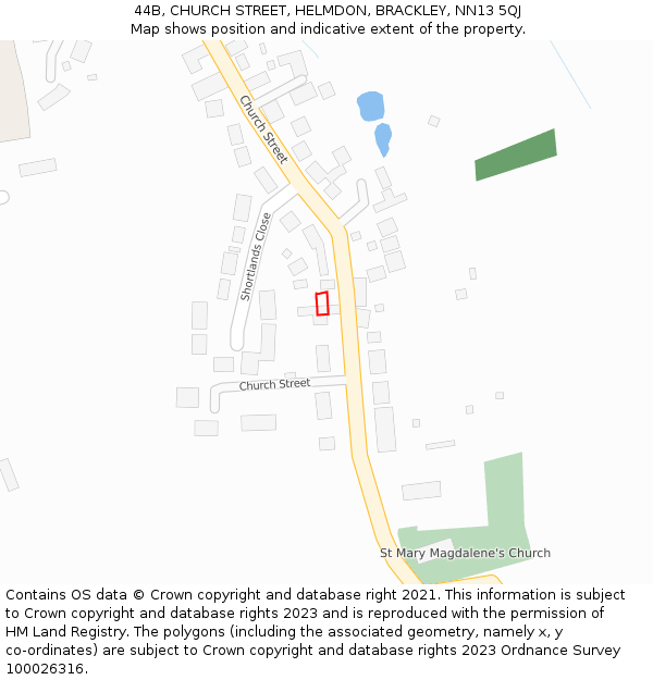 44B, CHURCH STREET, HELMDON, BRACKLEY, NN13 5QJ: Location map and indicative extent of plot