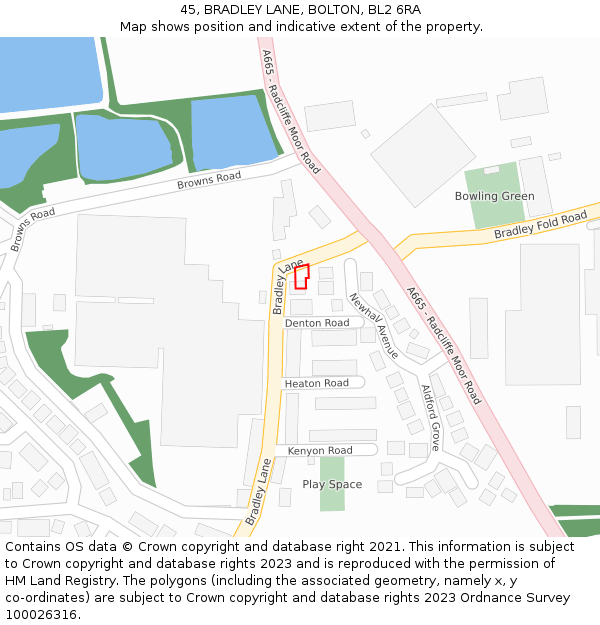 45, BRADLEY LANE, BOLTON, BL2 6RA: Location map and indicative extent of plot