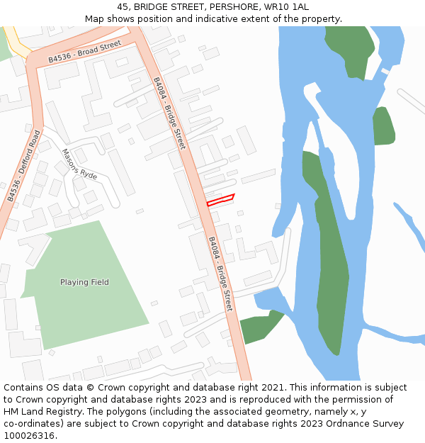 45, BRIDGE STREET, PERSHORE, WR10 1AL: Location map and indicative extent of plot
