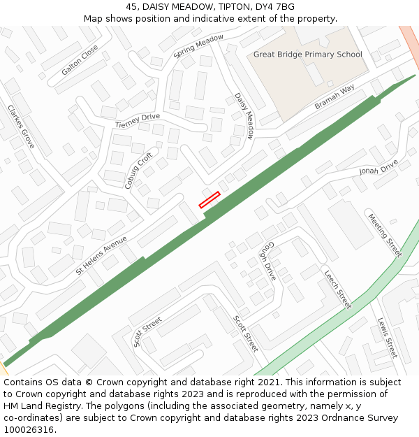 45, DAISY MEADOW, TIPTON, DY4 7BG: Location map and indicative extent of plot