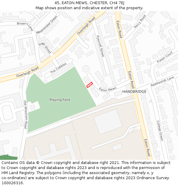 45, EATON MEWS, CHESTER, CH4 7EJ: Location map and indicative extent of plot