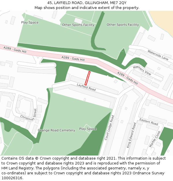45, LAYFIELD ROAD, GILLINGHAM, ME7 2QY: Location map and indicative extent of plot