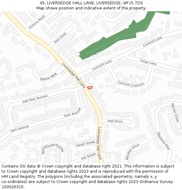45, LIVERSEDGE HALL LANE, LIVERSEDGE, WF15 7DS: Location map and indicative extent of plot