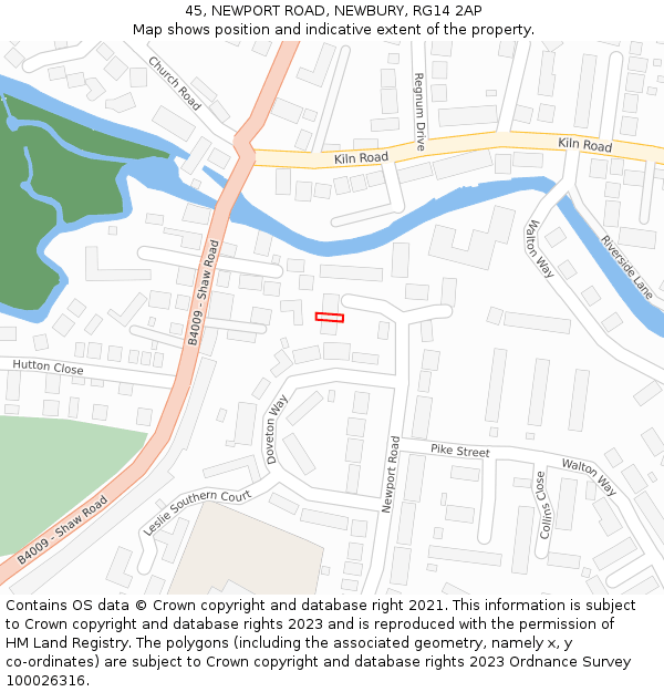45, NEWPORT ROAD, NEWBURY, RG14 2AP: Location map and indicative extent of plot