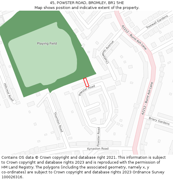 45, POWSTER ROAD, BROMLEY, BR1 5HE: Location map and indicative extent of plot