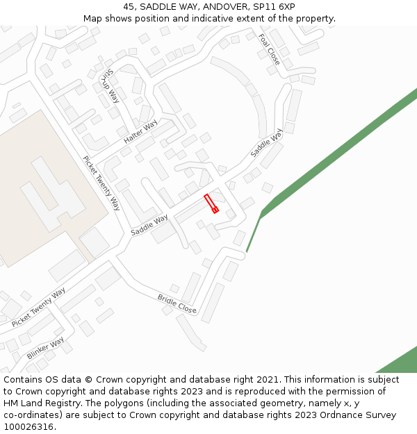 45, SADDLE WAY, ANDOVER, SP11 6XP: Location map and indicative extent of plot