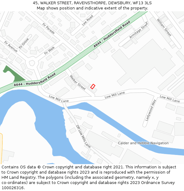 45, WALKER STREET, RAVENSTHORPE, DEWSBURY, WF13 3LS: Location map and indicative extent of plot