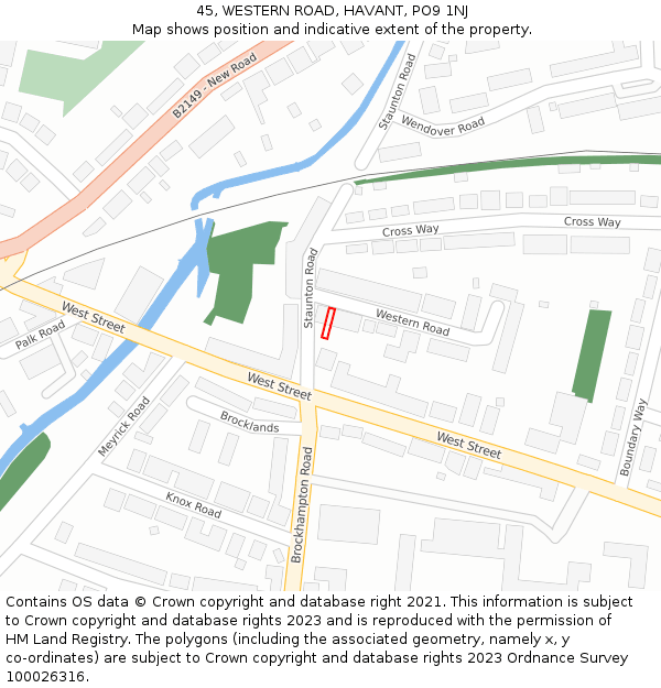 45, WESTERN ROAD, HAVANT, PO9 1NJ: Location map and indicative extent of plot
