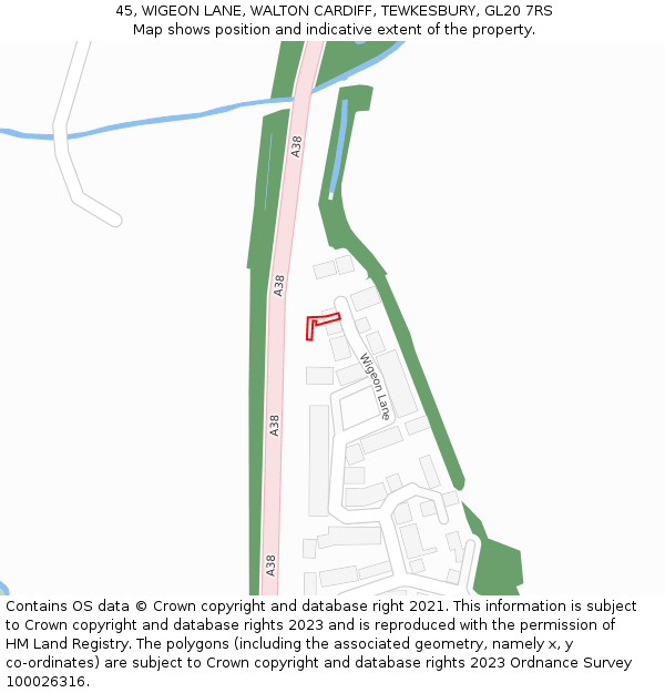 45, WIGEON LANE, WALTON CARDIFF, TEWKESBURY, GL20 7RS: Location map and indicative extent of plot