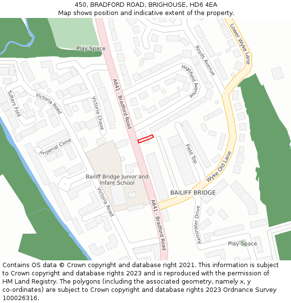 450, BRADFORD ROAD, BRIGHOUSE, HD6 4EA: Location map and indicative extent of plot