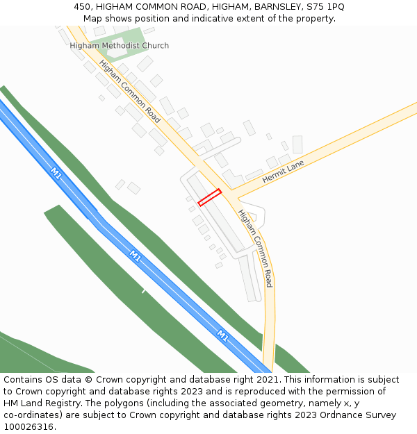 450, HIGHAM COMMON ROAD, HIGHAM, BARNSLEY, S75 1PQ: Location map and indicative extent of plot