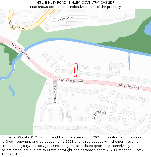 451, BINLEY ROAD, BINLEY, COVENTRY, CV3 2DF: Location map and indicative extent of plot