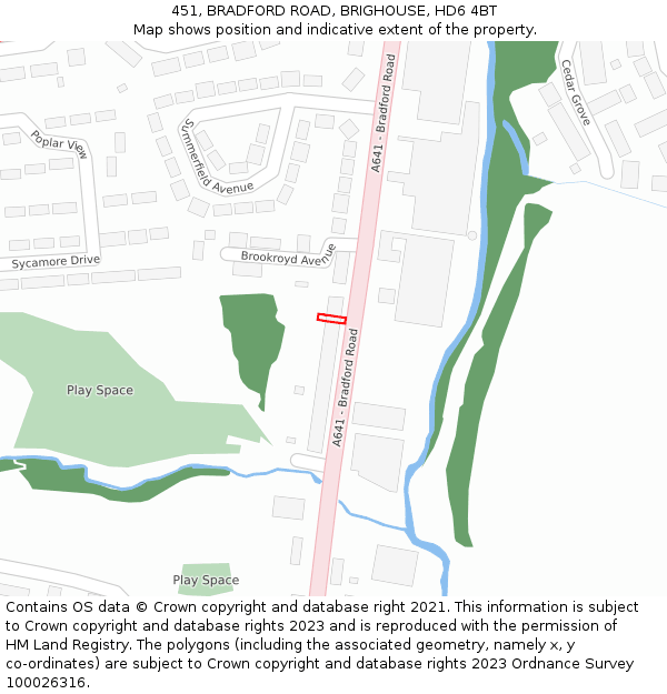 451, BRADFORD ROAD, BRIGHOUSE, HD6 4BT: Location map and indicative extent of plot